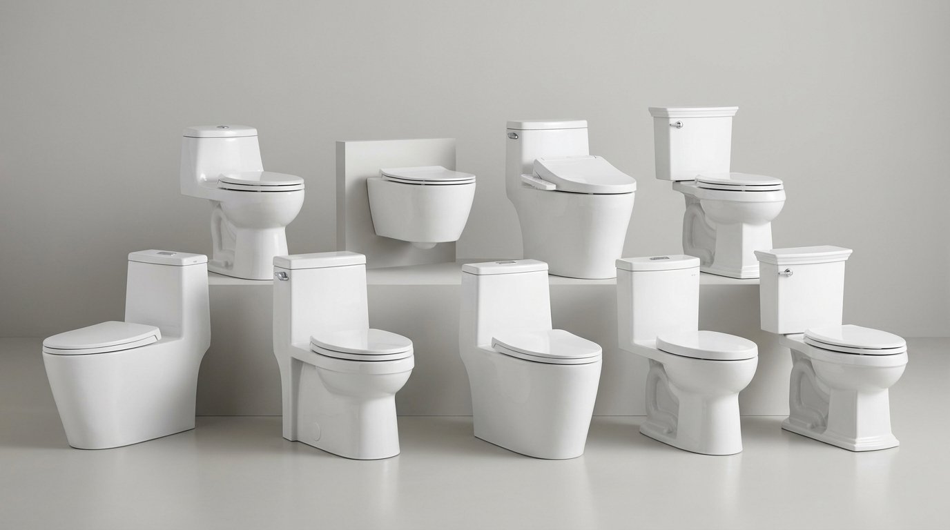 White one-piece toilet in a bathroom